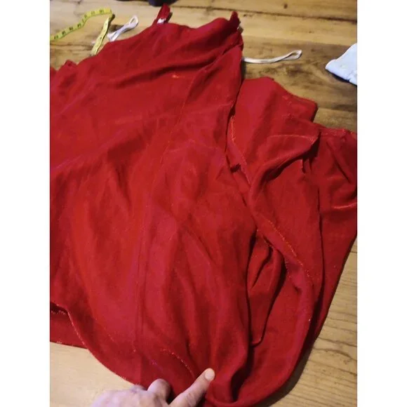 Betsy & Adam Womens 14 Formal Long Dress Red Gold Accent Sparkly Party FLAW - Picture 7 of 9